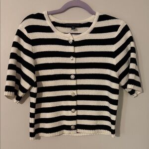 Black and White Striped Women's Top